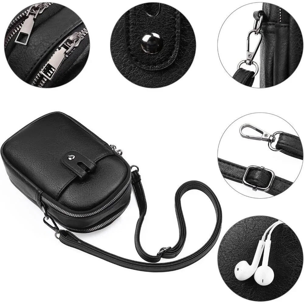 Women Y01 Black Phone Purse Crossbody Bags for Small Travel Wallet Touch Screen